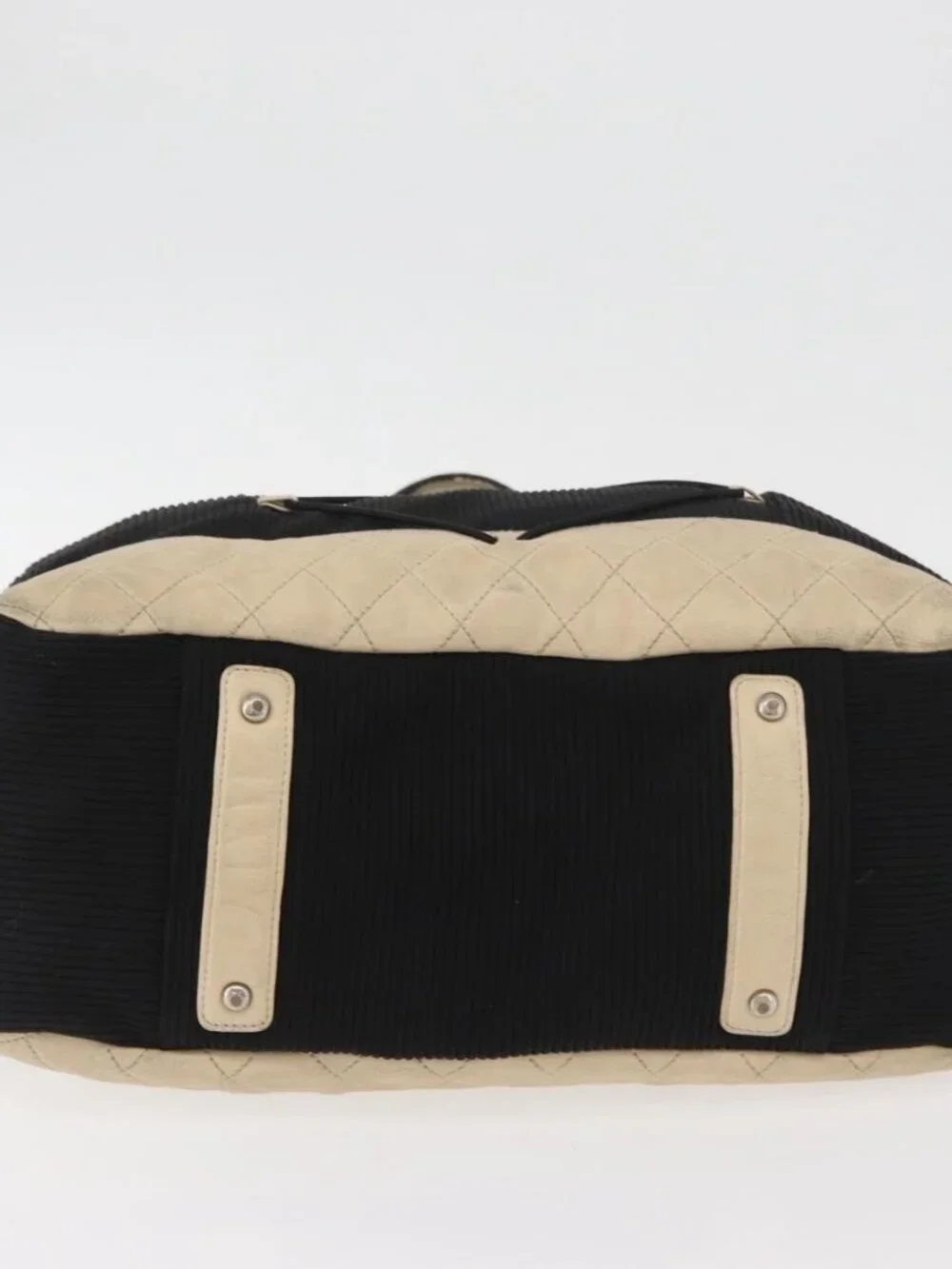 CHANEL Sports Hand Bag Canvas Black Silver CC Auth mr2244